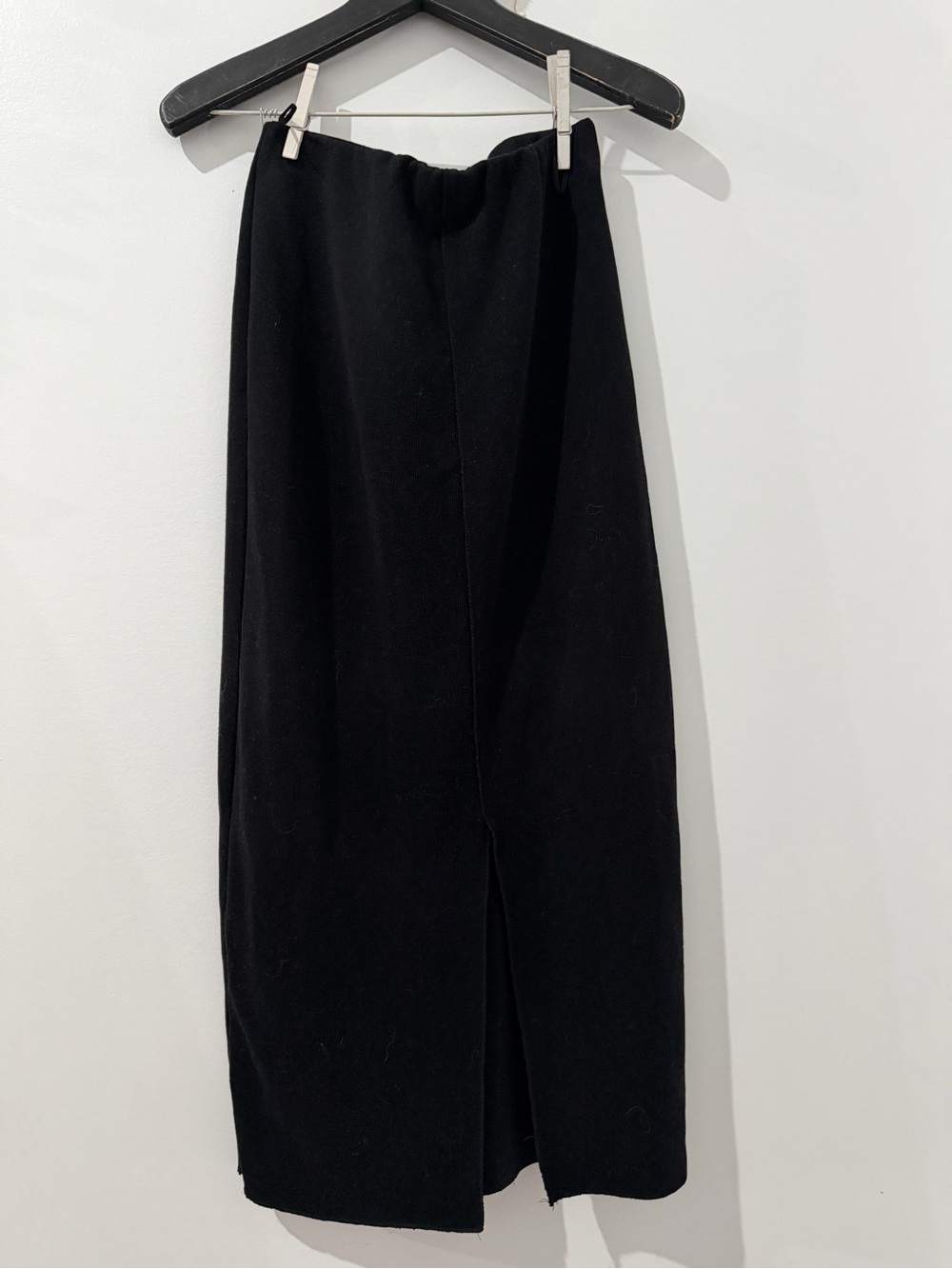 Zara Black Midi Skirt with Center Slit 32 long